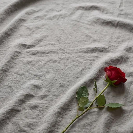 Single Red Rose on Grey Linen