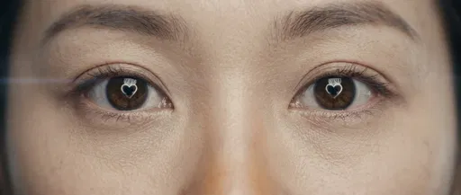 Close-Up of Eyes With Heart Reflections