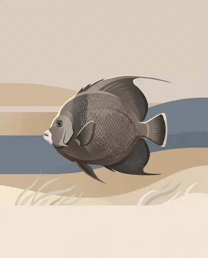 Modern Flat Gray Angelfish Illustration