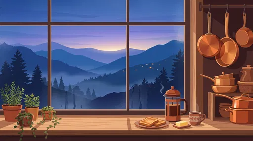 Cozy Kitchen Window Overlooking Blue Mountains