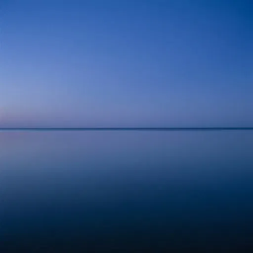 Minimalist Blue Hour Horizon Over Calm Water