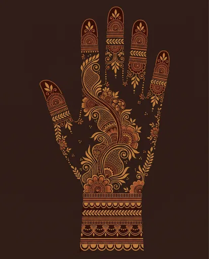 Intricate Arabic Mehndi Hand Illustration