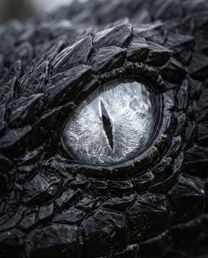 Extreme Close-Up of Black Viper Eye