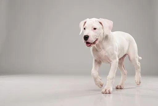 White Dogo Argentino Puppy in Studio