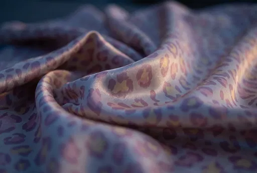 Pastel Leopard Print Satin Fabric Close-Up