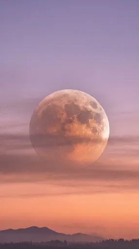 Lunar Eclipse Over Pastel Twilight Horizon
