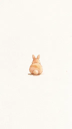 Minimalist Watercolor Bunny From Behind