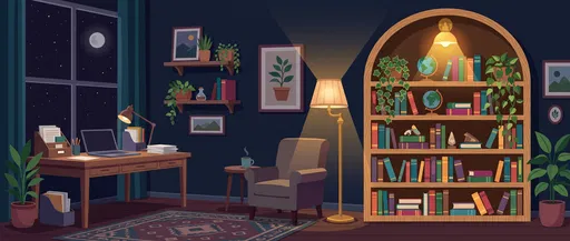 Cozy Nighttime Study Vector Illustration
