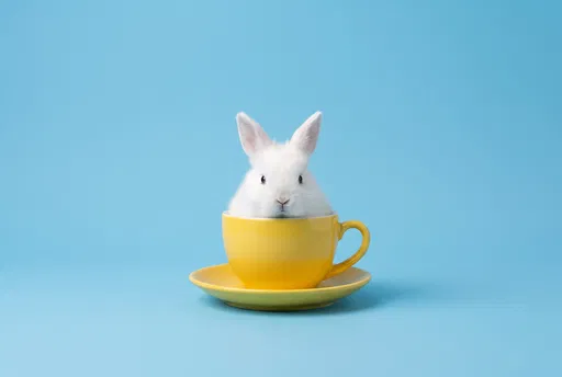 White Bunny in Yellow Teacup