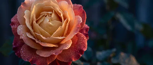 Dewy Peach and Crimson Rose Close-Up