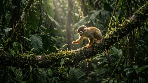 Squirrel Monkey Reaching for Water Droplet