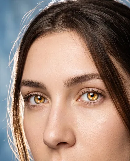 Close-Up Beauty Portrait of Golden Brown Eyes
