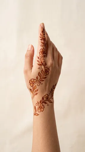 Minimalist Floral Henna Design on Hand
