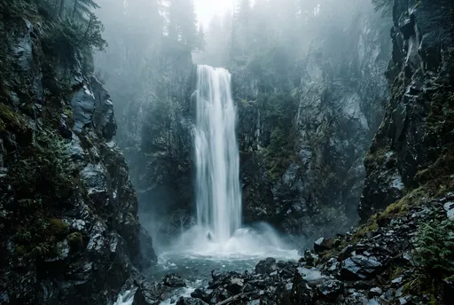 Misty Canyon Plunge Waterfall