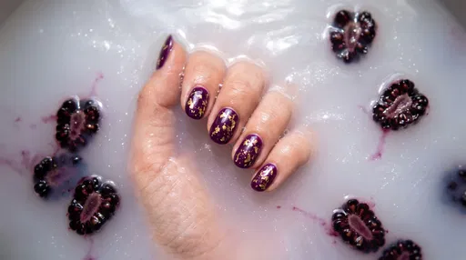 Purple Gold Foil Manicure in Milk Bath