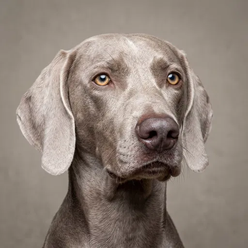 Studio Portrait of a Silver Weimaraner Dog