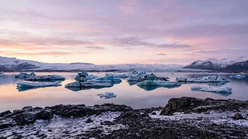 Glacial Lagoon at Pastel Twilight