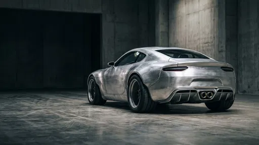 Brushed Aluminum Sports Coupe in Concrete Studio