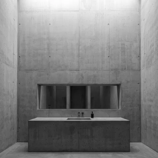 Minimalist Brutalist Concrete Bathroom Interior