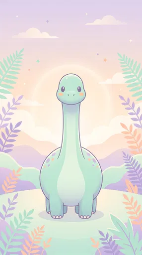 Cute Pastel Baby Brachiosaurus Illustration