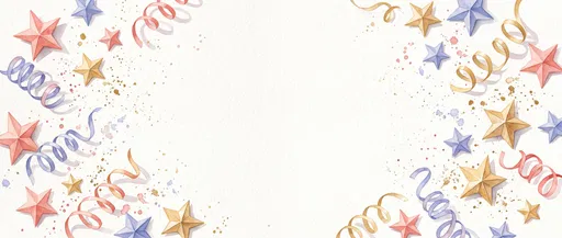 Watercolor Patriotic Stars and Streamers Frame