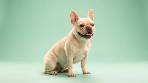 Cream French Bulldog on Mint Backdrop