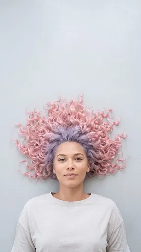 Woman With Pastel Pink and Lavender Curls