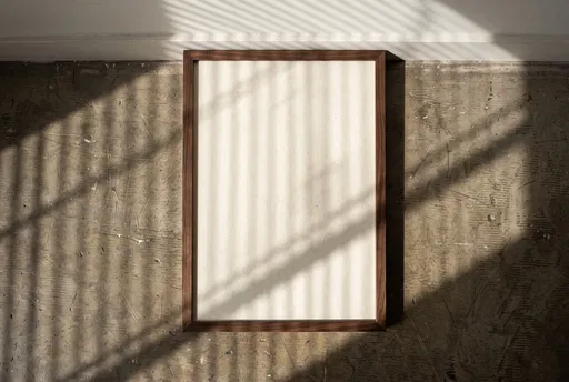Blank Walnut Frame Mockup on Floor