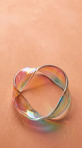 Iridescent Glass Twisted Ribbon on Terracotta