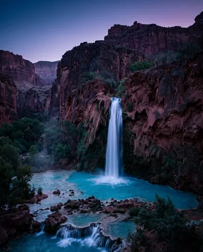 Havasu Falls Canyon at Blue Hour