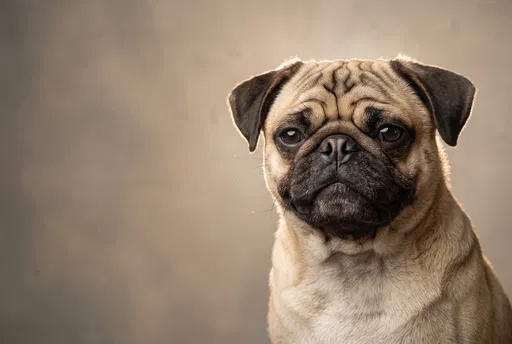 Studio Portrait of Fawn Pug