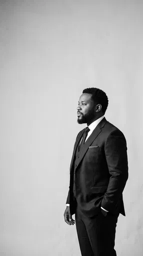 Black Businessman in Suit Monochrome Portrait