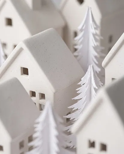 Minimalist White Ceramic Christmas Village