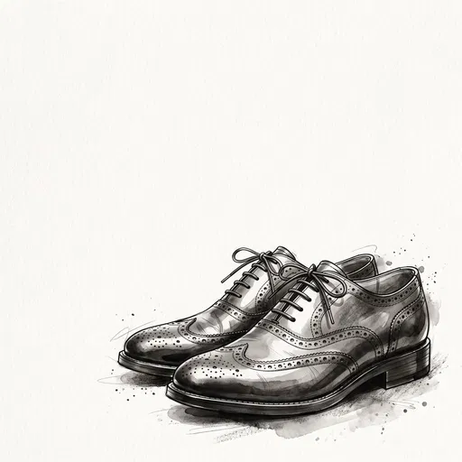 Monochrome Wingtip Brogues Fashion Illustration