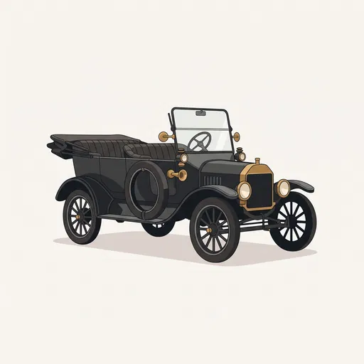 Classic 1920s Black Touring Car Illustration