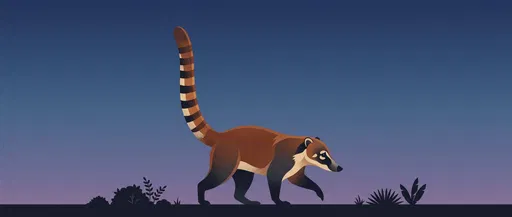 Minimalist Coati Illustration at Dusk