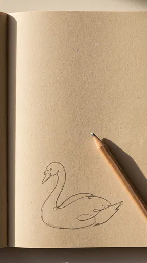 Single Line Swan Sketch on Textured Paper