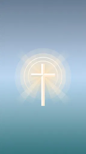 Glowing Christian Cross on Blue Gradient