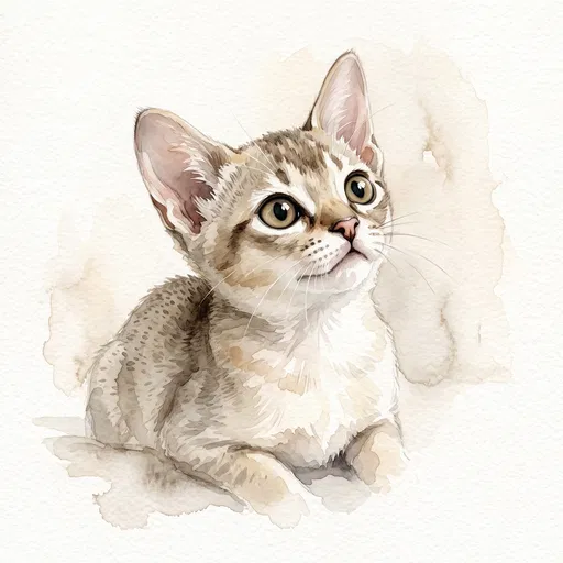Watercolor Illustration of Singapura Kitten