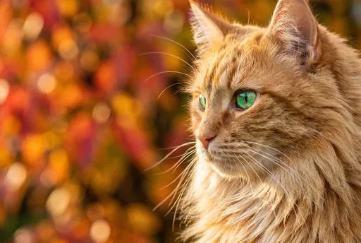 Ginger Cat Profile in Autumn Bokeh