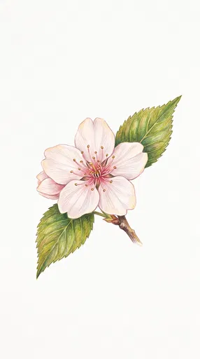 Colored Pencil Cherry Blossom Botanical Illustration