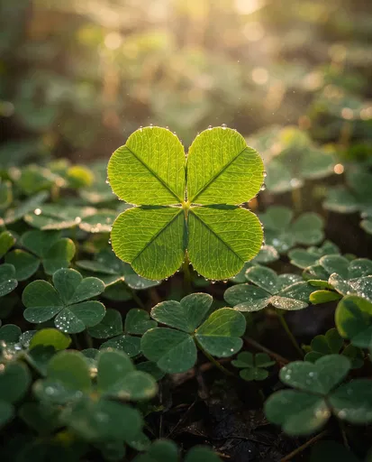 Backlit Four-Leaf Clover Macro