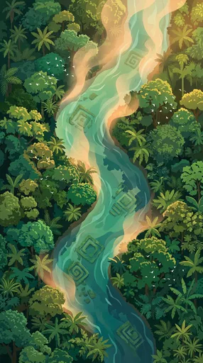 Jungle River Over Submerged Ancient Ruins