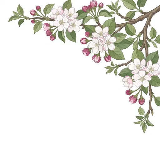 Apple Blossom Branch Corner Illustration