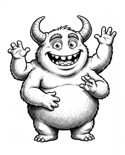 Four-Armed Monster Line Art Illustration
