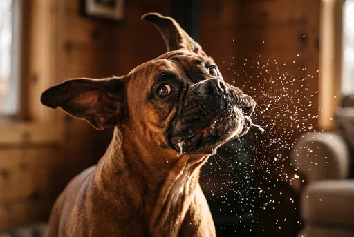 Boxer Dog Shaking Head Indoors