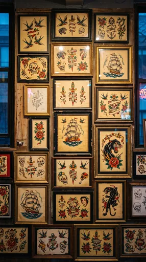 Framed Traditional Tattoo Flash Wall