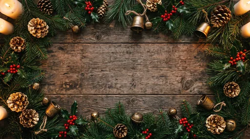 Rustic Christmas Flatlay Frame On Wood