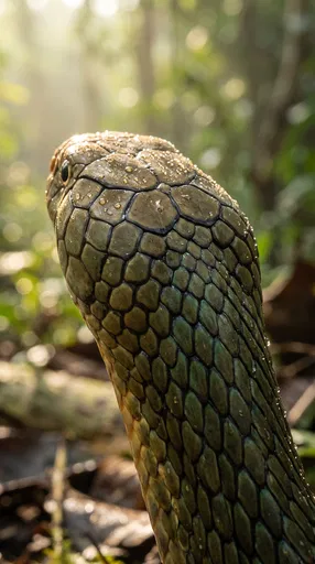 Close-Up of Wet Snake Head Scales