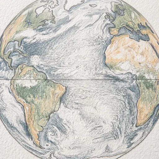Colored Pencil Drawing of Planet Earth